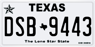 TX license plate DSB9443