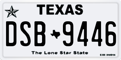 TX license plate DSB9446