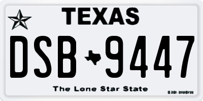 TX license plate DSB9447