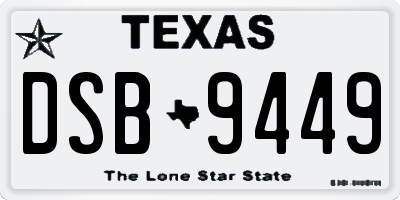 TX license plate DSB9449