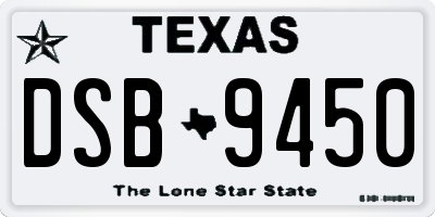 TX license plate DSB9450