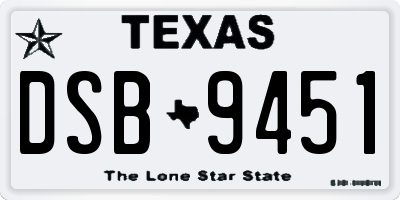 TX license plate DSB9451