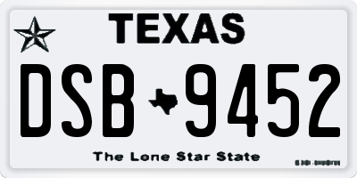 TX license plate DSB9452