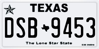 TX license plate DSB9453