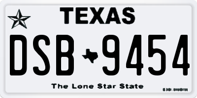 TX license plate DSB9454