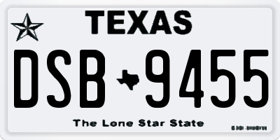 TX license plate DSB9455