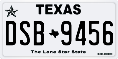 TX license plate DSB9456