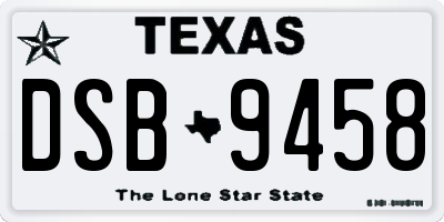 TX license plate DSB9458