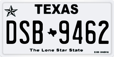 TX license plate DSB9462