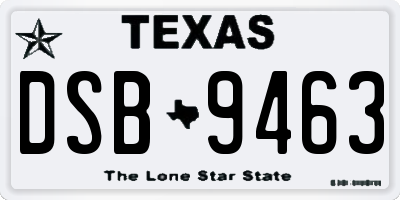 TX license plate DSB9463