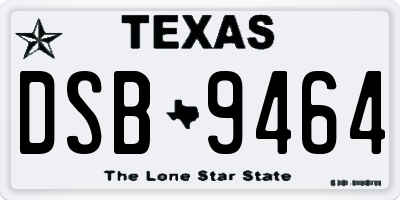 TX license plate DSB9464
