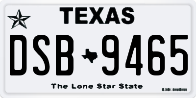 TX license plate DSB9465