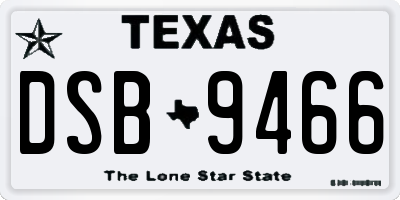 TX license plate DSB9466