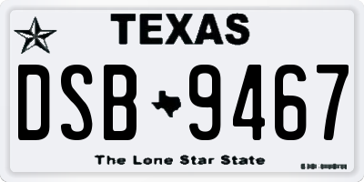 TX license plate DSB9467
