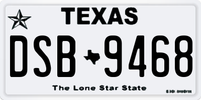 TX license plate DSB9468