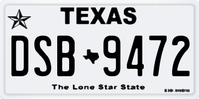 TX license plate DSB9472