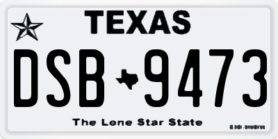 TX license plate DSB9473