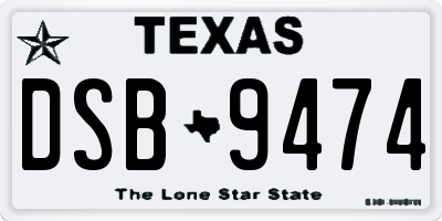 TX license plate DSB9474