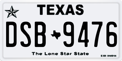 TX license plate DSB9476