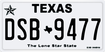 TX license plate DSB9477
