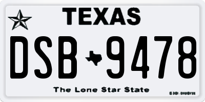 TX license plate DSB9478