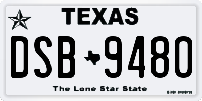 TX license plate DSB9480