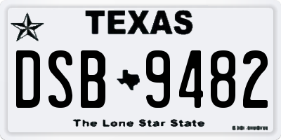 TX license plate DSB9482