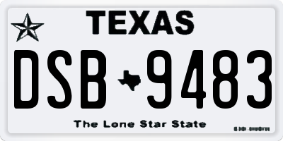 TX license plate DSB9483