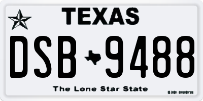 TX license plate DSB9488