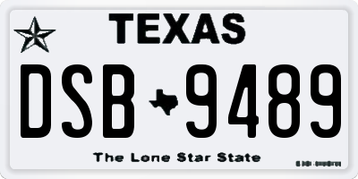 TX license plate DSB9489
