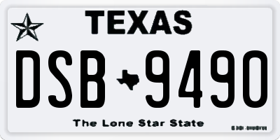 TX license plate DSB9490