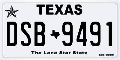 TX license plate DSB9491
