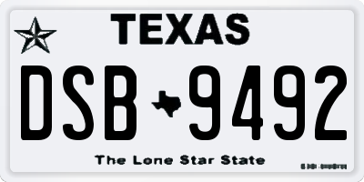 TX license plate DSB9492
