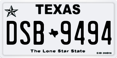 TX license plate DSB9494