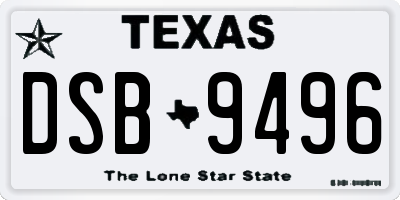 TX license plate DSB9496