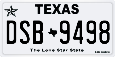 TX license plate DSB9498