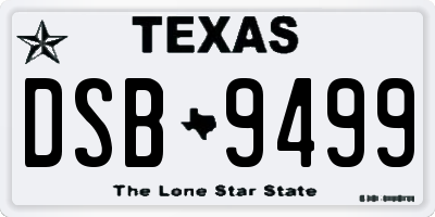 TX license plate DSB9499