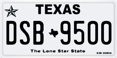 TX license plate DSB9500