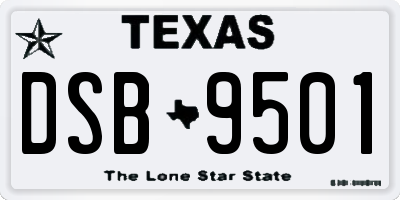 TX license plate DSB9501