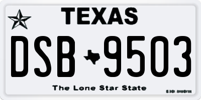 TX license plate DSB9503