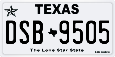 TX license plate DSB9505