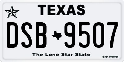 TX license plate DSB9507