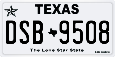 TX license plate DSB9508
