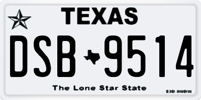 TX license plate DSB9514