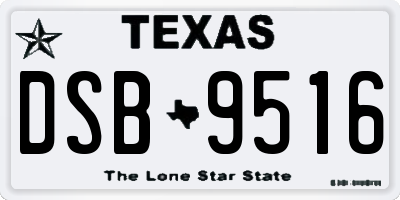 TX license plate DSB9516