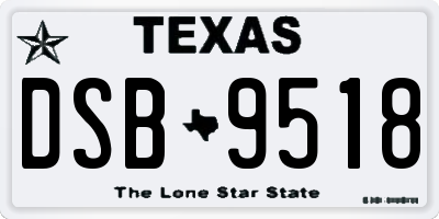 TX license plate DSB9518