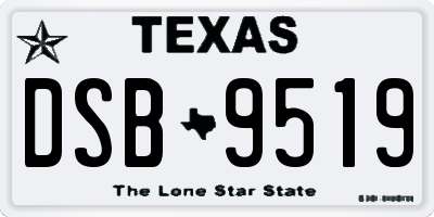 TX license plate DSB9519