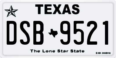 TX license plate DSB9521