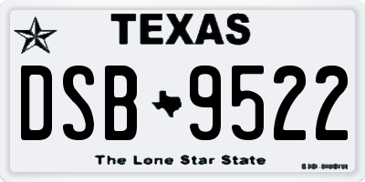 TX license plate DSB9522