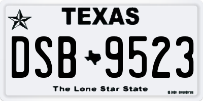 TX license plate DSB9523